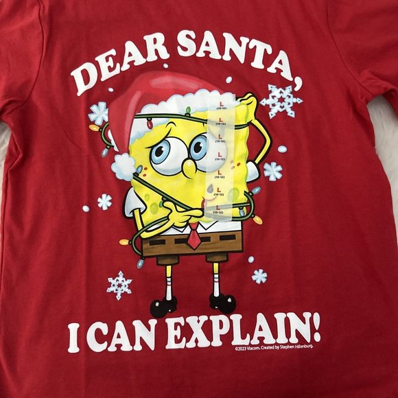 Old Navy boys Sponge Bob Dear Santa Tee L 10/12 NWT Red short sleeve - Picture 2 of 8